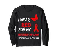 Heart Disease I Wear Red For My Mother-In-Law Ribbon Manga Larga