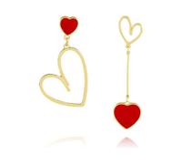Heart Earrings for Women Unique Gold Heart Drop Dangle Earrings Dainty Asymmetrical Red Heart Stud Earrings Valentine's Day Mother's Day Birthday Chri