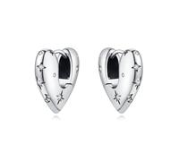 Heart Earrings, Silver Plated Cubic Zirconia Star Moon Charm Hoop, Small Lightweight Earrings for Women Girls Daily Party