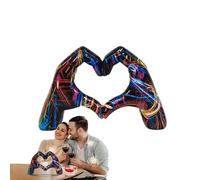 Heart Hands Sculpture - Decoración creativa de arte de graffiti para estante | Love Hand Statue Modern Desk, Forma de gesto de gestos de elegancia de la mano de obra, acento artístico decorativo Hogar