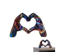 Heart Hands Sculpture - Love Finger Statue Modern | Heart Hand Decoration | Resin Romantic Hand Art for Shelf, Desk or Table, Couple Gift Home Decor, Elegant Symbol of Love, Smooth Matte Finish