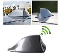 Heart Horse - Antena universal de radio para coche en forma de aleta de tiburón, base adhesiva, impermeable, color negro