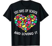 Heart Love 100 Days of School Tshirts Camisetas y Tops Teacher Boy Girl Gift T-Tshirts Camisetas y Tops(Large)