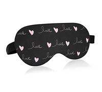 Heart Love Black Transpirable Sleeping Eyes Mask, Día de San Valentín Cool Feeling Eye Sleep Cover para descanso de verano, venda elástica contorneada para viajes de mujeres y hombres