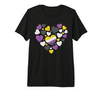 Heart Love - Forma de corazón con Corazones de Bandera no binarios Camiseta Premium