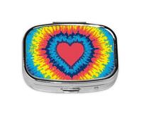 Heart Love Rainbow Tie Dye, pastillero con 2 compartimentos, organizador portátil