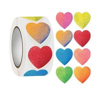 Heart Love Stickers - 500 Count Valentines Day Labels For Events | Paper With Romantic Pattern Design, Decorative Decals For Workplace Home Wedding Party Classroom Birthday Celebration