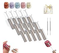 Heart Magnet For Cat Eye Gel Polish,2025 New Cat Eye Magnet For Nails,Diy Manicure Kit With Y-Shaped Guide Sticks,Professional Nail Magnet Sticks For Nail Art Salon,Home (15pcs)