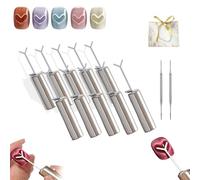 Heart Magnet For Cat Eye Gel Polish,2025 New Cat Eye Magnet For Nails,Diy Manicure Kit With Y-Shaped Guide Sticks,Professional Nail Magnet Sticks For Nail Art Salon,Home (10pcs)