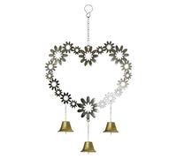 Heart Melody - Campanas de viento románticas de metal hueco | Giratorio de corazón floral para decoración de interiores y balcones, San Valentín, boda, memoria de madre, papá, viuda y acento del hogar