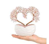Heart Money Tree Ornaments,Energy Healing Stones Tree of Life, Chakra Gemstone Crystal Tree for Feng Shui Home Office Table Decorations (Color : Rose Quartz)