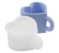 Heart Mug Silicone Mold, Non Stick 3D Heart Candle Mold, 9.5cm Adorable Hearts Mugs Mould, Compact Easy Release Resin Plaster Molds for Handmade Chocolate, Candy