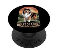 Heart of a Hero - Rough Collie Spirit Vintage Design PopSockets PopGrip Adhesivo