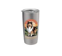 Heart of a Hero - Rough Collie Spirit Vintage Design Vaso térmico de acero inoxidable de doble pared