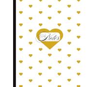 Heart of Gold Notebook: Cute Aesthetic Love Gold Hearts Cover, 7.5x9.25 120 Pages, College Ruled Notebook or Journal