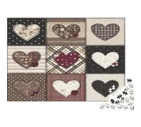 Heart Patchwork Design-Vintage Romantic Style Jigsaw Puzzle for Adults Patchwork Hearts Quilt Fun Present & Activity for Home Wall Decor 70x50cm/1000pcs