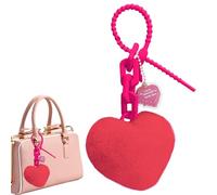 Heart Plush Keychains, Soft Heart-Shaped Bag Charm Pendant for Women and Men, Cute Key Ring Accessory, Strawberry, Blue, Light Red for Teens, Friends, Coworkers, Students, Family