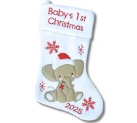 Heart’s Sign Primer calcetín de Navidad del bebé 2025 de | Mi Primera Navidad con mi niño o niña | Medias para recién Nacidos - Adornos navideños (Blanco)