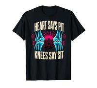 Heart Says Pit Knees Say Sit Funny Xray Rodilla Dolor Rock Band Camiseta