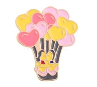 Heart Shaped Alloy Hot Air Balloon Brooch Women Stylish Lapel Pin Valentine's Cute Accessory for Outfits and