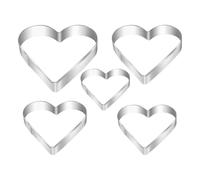 Heart-Shaped Cookie Cutter, 5X Heart Cookie Cutter Set, Stainless Steel Metal Molds Cutter Bread Embossing Cutter for Kitchen Baking Wedding Birthday Valentine's Day