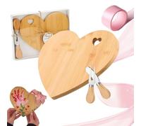 Heart Shaped Cutting Board, 8.5-Inch Valentine’s Day Bamboo Charcuterie Board with Gift Box, Multipurpose Wood Kitchen Serving Platter for Meat, Cheese, and Vegetables (A)