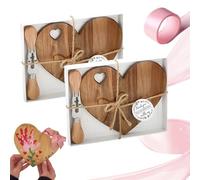 Heart Shaped Cutting Board, 8.5-Inch Valentine’s Day Bamboo Charcuterie Board with Gift Box, Multipurpose Wood Kitchen Serving Platter for Meat, Cheese, and Vegetables (B*2)