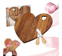 Heart Shaped Cutting Board, 8.5-Inch Valentine’s Day Bamboo Charcuterie Board with Gift Box, Multipurpose Wood Kitchen Serving Platter for Meat, Cheese, and Vegetables (B)