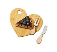 Heart Shaped Cutting Board - Charcuterie Board Set, Heart Shaped Non-Slip Serving Tray, Small Cheese Platter, Mini Wooden Tray with ForkKnife | Fruit, Bread, Pastry, Tea Trays for Valentine’s Day