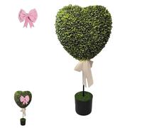 Heart Shaped Faux Boxwood Topiary Tree with Planter Pot, Valentine's Day Heart Shaped Topiary Trees with Bow, Romantic Hearts Decor for Home Porch Decor (1PCS)