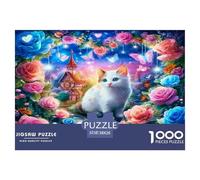 Heart Shaped Flor Gato Puzzle 1000 Piezas, Juego Educativo, Desafío, Clásicos para Adultos Y Niños A Partir De 12 Años Rompecabezas Familiar - Decoración del Hogar 38x26cm/1000pcs