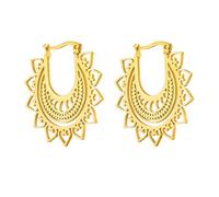 Heart Shaped Hollow Hook Earrings,Vintage Gold Ethnic Geometric Filigree Statement Earrings, for Women Daily Party Wedding