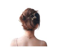 Heart-shaped or Stars Metal Hair Clips Claw Jaw with Teeth Comb Strong Grip for Long Hair Hair Stylish French twist Wedding (Stars Silver)