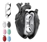 Heart-Shaped Protective Case for AirPods 3/4/pro, Heart-Shaped Liquid Silicone Protective Case - Drop-Proof Cover, with Keychain, Fantasy Design for Airpod 3/4/pro with Full Protection (Black,4)