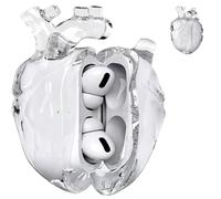 Heart-Shaped Protective Case for AirPods 4, Silicone Clear Cover, 3D Liquid Silica Gel Earphone Cases, Fantasy Design for Airpod 4 Case with Full Protection Against Drops (White)