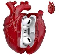 Heart-Shaped Protective Case for AirPods 4, Silicone Clear Cover, 3D Liquid Silica Gel Earphone Cases, Fantasy Design for Airpod 4 Case with Full Protection Against Drops (Red)