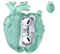 Heart-Shaped Protective Case for AirPods 4, Silicone Clear Cover, 3D Liquid Silica Gel Earphone Cases, Fantasy Design for Airpod 4 Case with Full Protection Against Drops (Green)