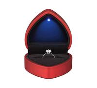 Heart Shaped Ring Gift Box with LED Light, Velvet Earrings Jewelry Case with Light, Jewellry Display Box for Wedding, Engagement, Proposal, Birthday a
