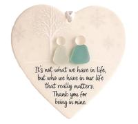 Heart-Shaped Sea Glass Friendship Decor, Heart-Shaped Print Pendant Friendship Decor, Sea Glass Art for Best Friends (1 PCS)