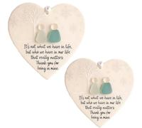 Heart-Shaped Sea Glass Friendship Decor, Heart-Shaped Print Pendant Friendship Decor, Sea Glass Art for Best Friends (2 PCS)