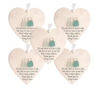 Heart-Shaped Sea Glass Friendship Decor, Timeless Friendship Heart Keepsake, Best Christmas Decor, Sea Glass Art for Your Best Friends (5pcs)