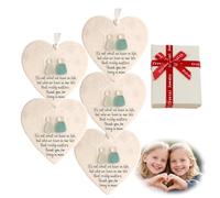 Heart-Shaped Sea Glass Friendship Decor, Timeless Friendship Heart Keepsake, Christmas Decor, Sea Glass Art, Best Gift for Your Best Friend (5*PCS)