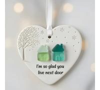 Heart-Shaped Sea Glass Friendship Decor, Timeless Friendship Heart Keepsake, Christmas Pendant for Christmas Tree Hanging Ornaments, Sea Glass Art for Best Friends (C)