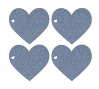 Heart Shaped Silicone Placemats 4 Piece | Non Skid Watertight Heat Blocking Guards Glassware & Table | Pet Feeding/Kitchen Sink/Dining | Easy Wipe Grey
