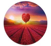 Heart-Shaped Tree Romantic El Solset Landscape Rompecabezas Sostenibles Estampados para Adultos De Madera De 1000pcs (67.5x67.5cm)