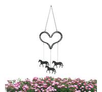 Heart-Shaped Wind Bells - with 3 Horse Pendants Metal Love Galloping | Gentle Home Ornaments,Outdoor Hearts Wind Chimes - For Party Home Easter Festival Spring Bedroom Country Backyard Balcony Farm
