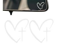 Heart Shine Mirror Sticker, Decorative Car Decal Set, Self Adhesive Rearview Mirror Film Kit, Waterproof PVC Stick On Decor, Glossy Heart Design Sticker, Vehicle Interior Use