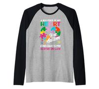 Heart Sister-In-Law, concienciación sobre el Autismo, Rompecabezas de Cinta Camiseta Manga Raglan