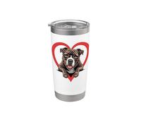 Heart Staffordshire Bull Terrier Glasses Staffy Vaso térmico de acero inoxidable de doble pared
