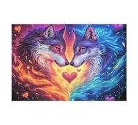 Heart Starry Colorful Lobo Puzzle 1000 Piezas Regalo Familiar Bestias fantásticas Rompecabezas 3D Obra De Arte para Hombres Y Mujeres DIY Creativo Aliviar Estrés 1000 PCS